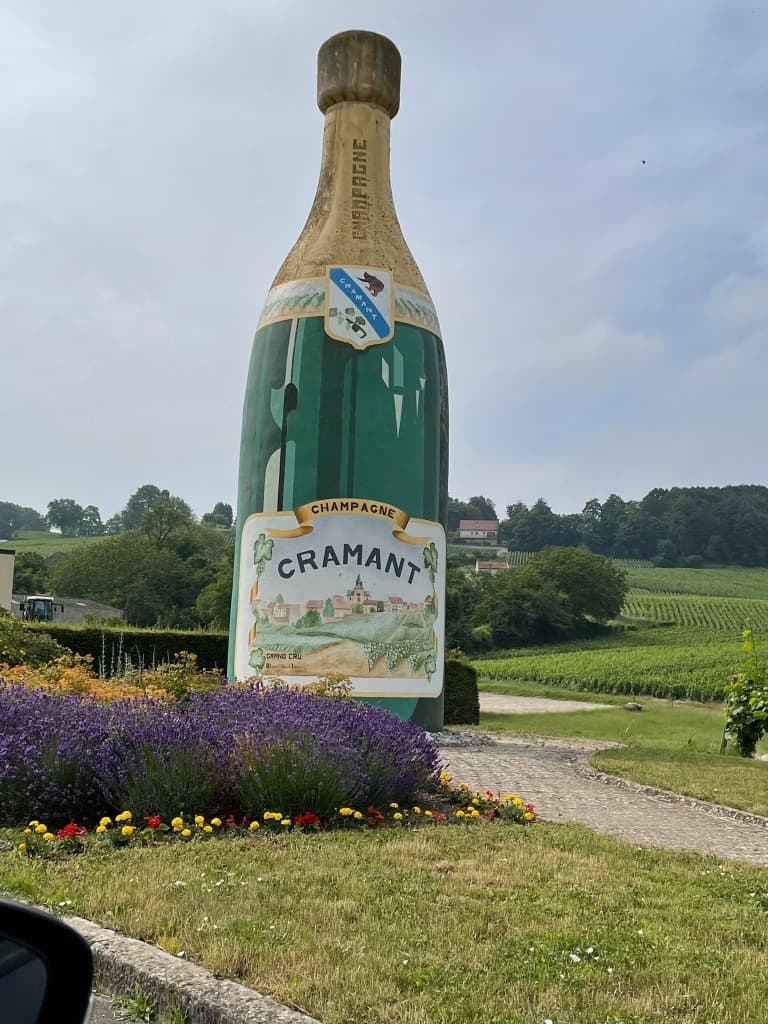 The giant bottle, monument at the entrance of Cramant village